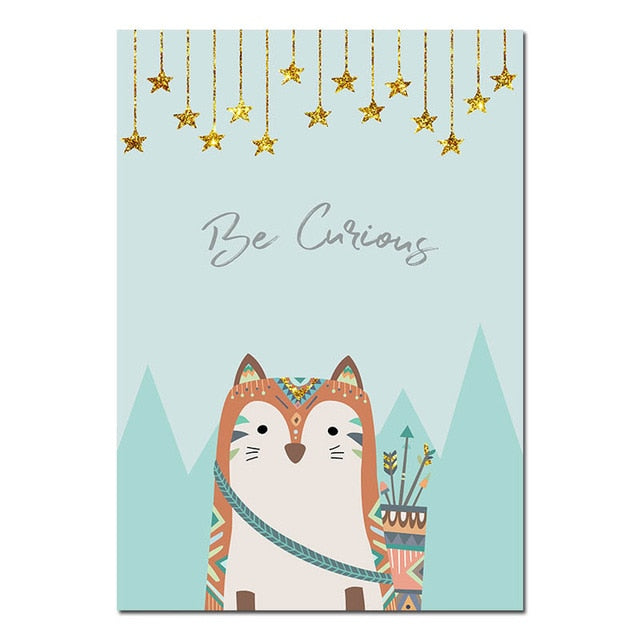 Tribal Animals Nursery Canvas Posters