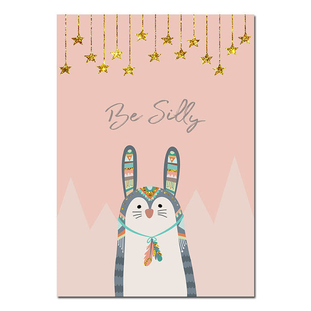 Tribal Animals Nursery Canvas Posters