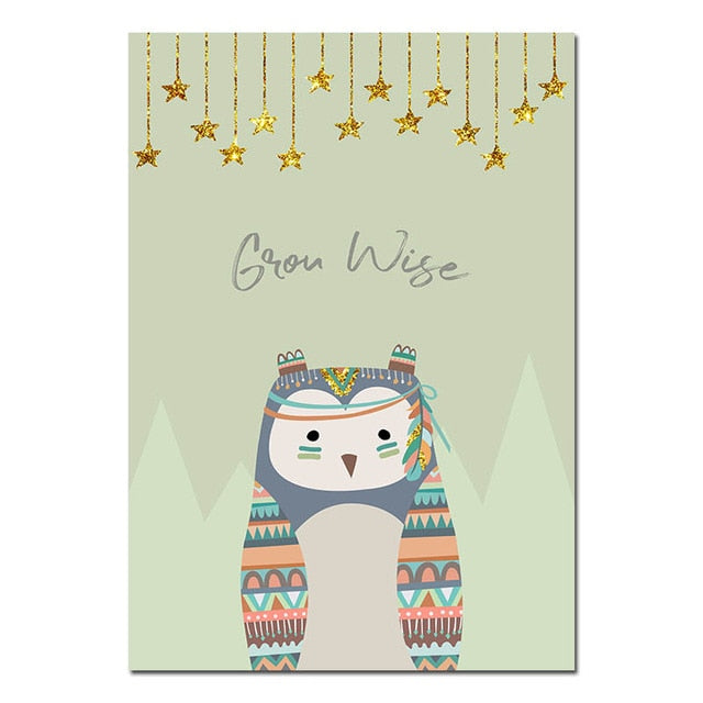 Tribal Animals Nursery Canvas Posters