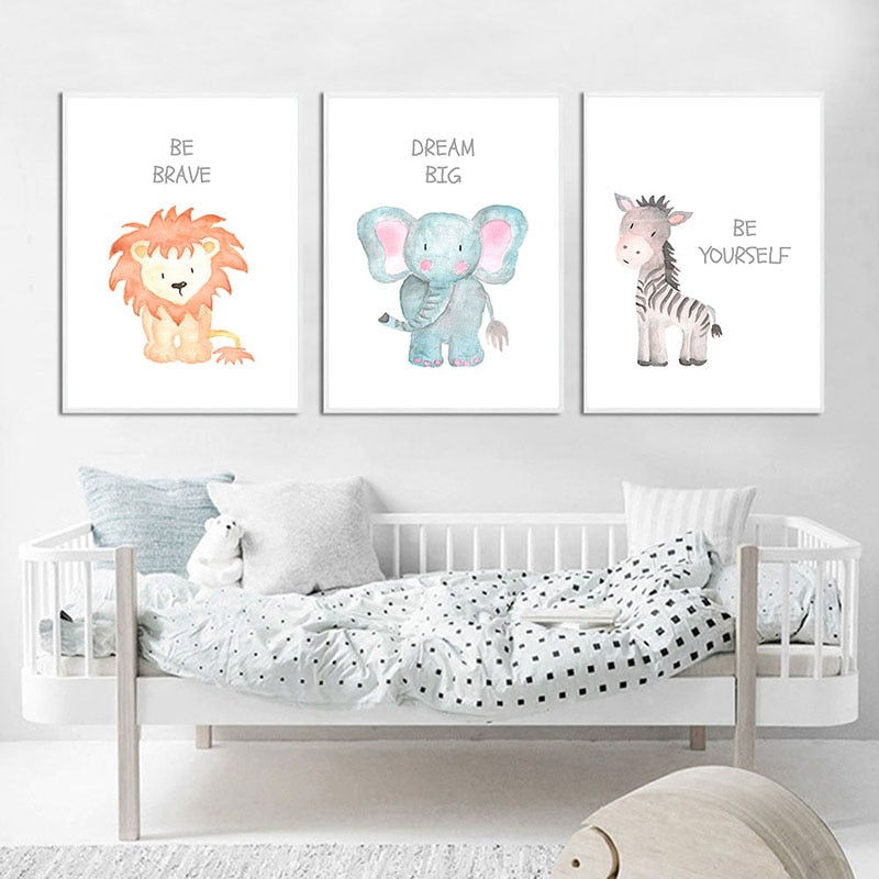 Watercolor Animals Nursery Canvas Posters