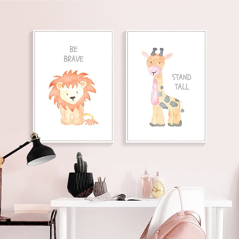 Watercolor Animals Nursery Canvas Posters