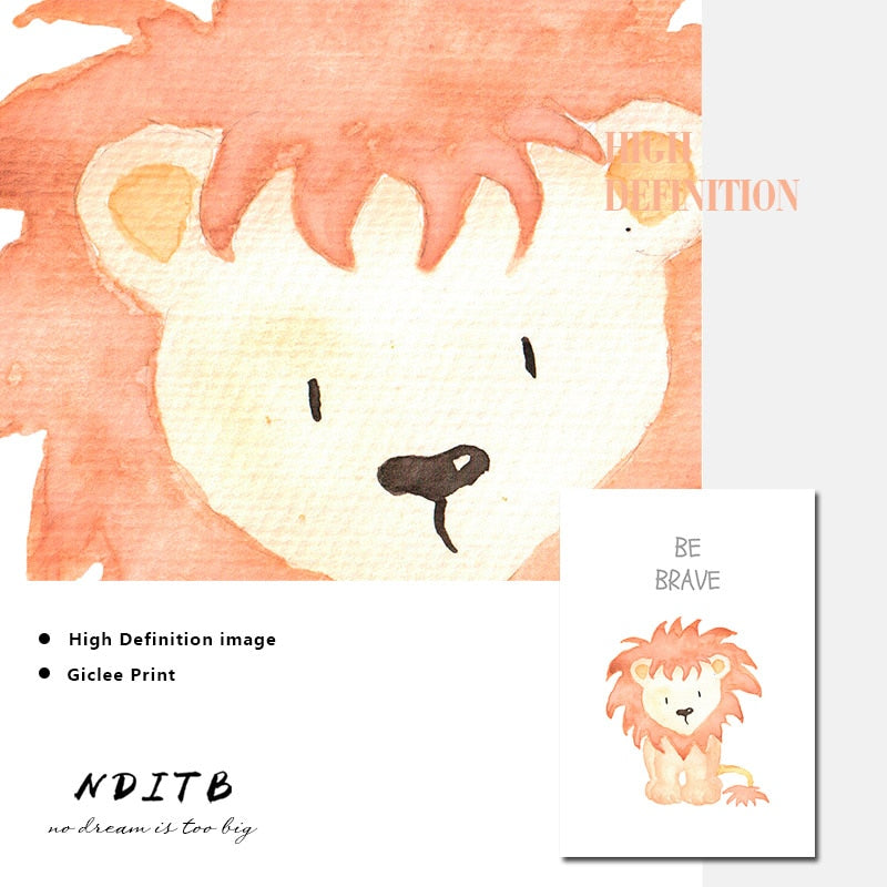 Watercolor Animals Nursery Canvas Posters