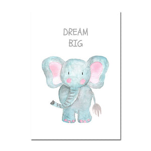 Watercolor Animals Nursery Canvas Posters