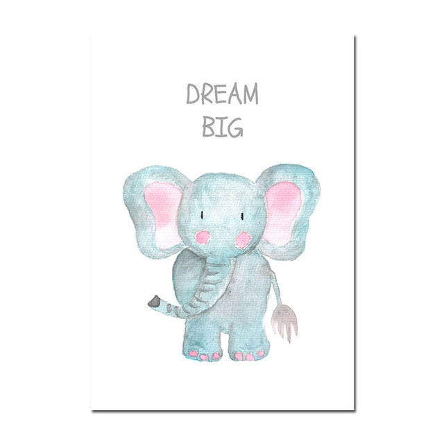 Watercolor Animals Nursery Canvas Posters