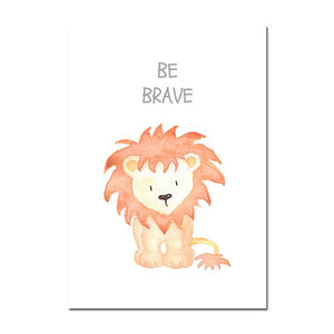 Watercolor Animals Nursery Canvas Posters