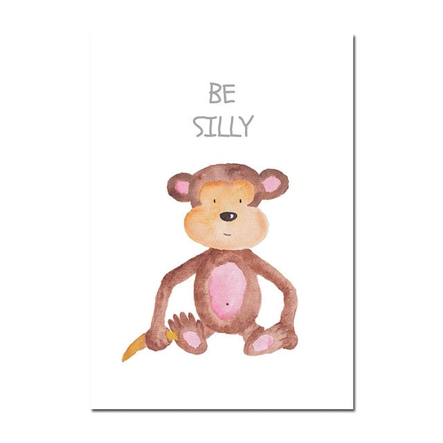 Watercolor Animals Nursery Canvas Posters