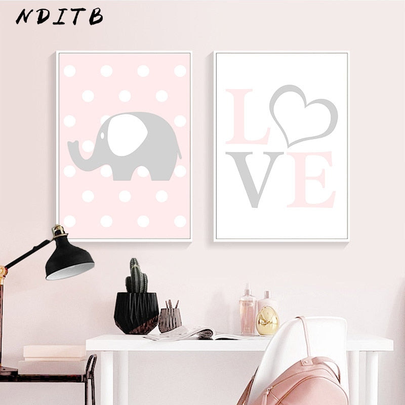 Elephant Love Nursery Canvas Posters