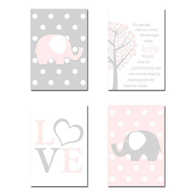 Elephant Love Nursery Canvas Posters