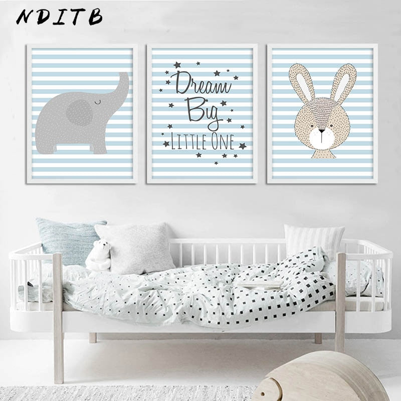 Dream Big Stripes Nursery Canvas Posters