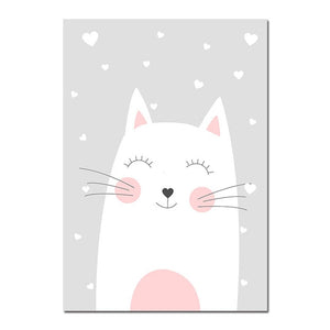 Cartoon Rabbits Nursery Canvas Posters