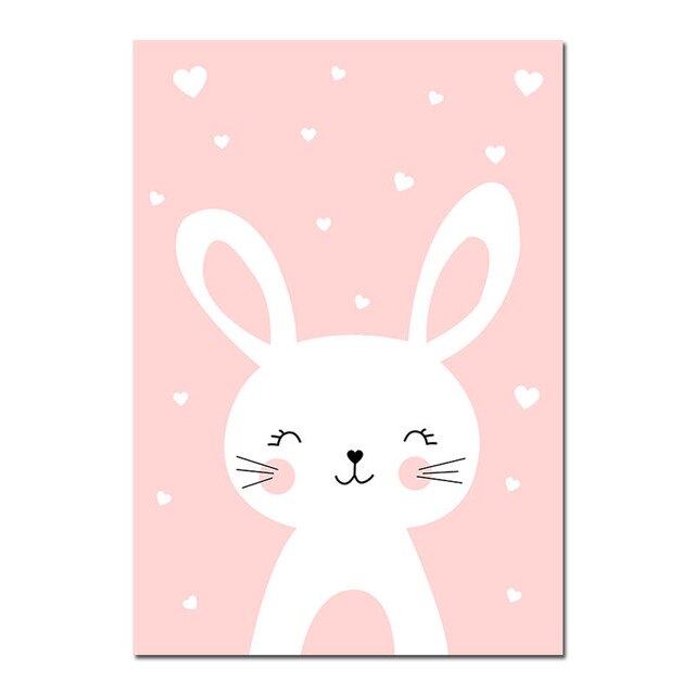 Cartoon Rabbits Nursery Canvas Posters