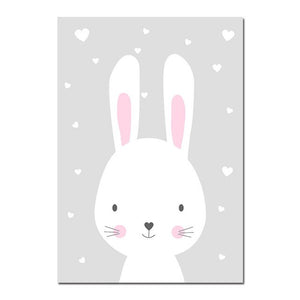 Cartoon Rabbits Nursery Canvas Posters