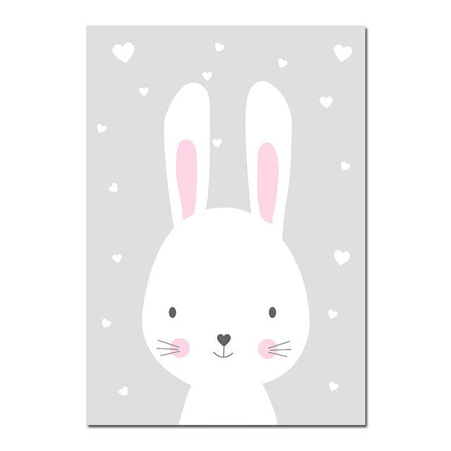 Cartoon Rabbits Nursery Canvas Posters