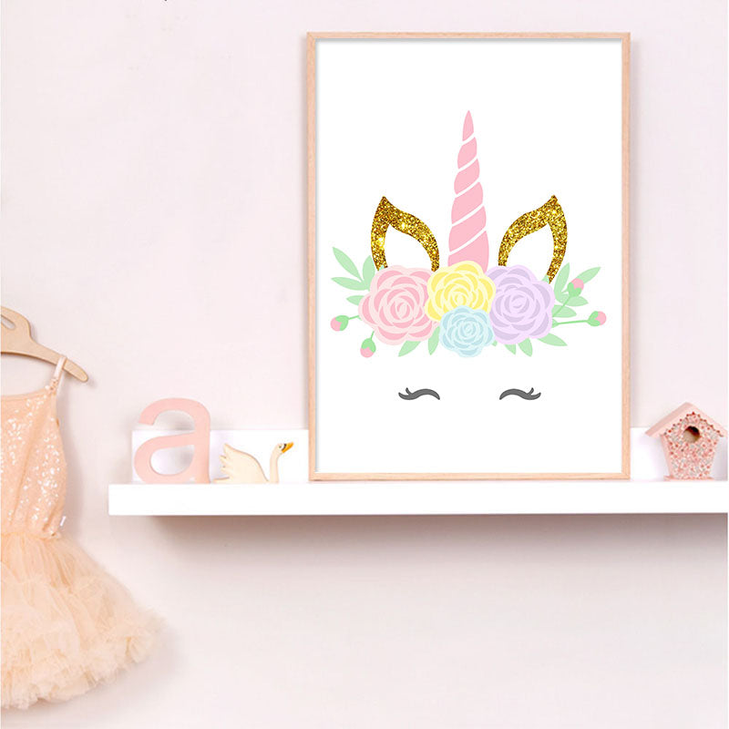 Pink Unicorn Nursery Canvas Posters