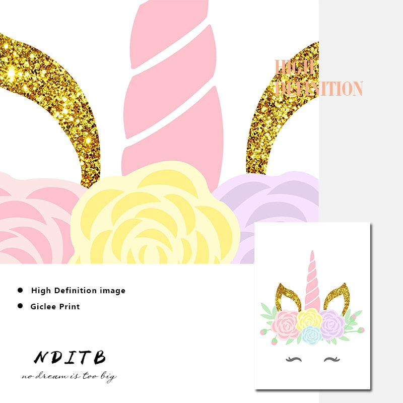 Pink Unicorn Nursery Canvas Posters