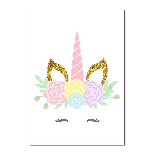 Pink Unicorn Nursery Canvas Posters