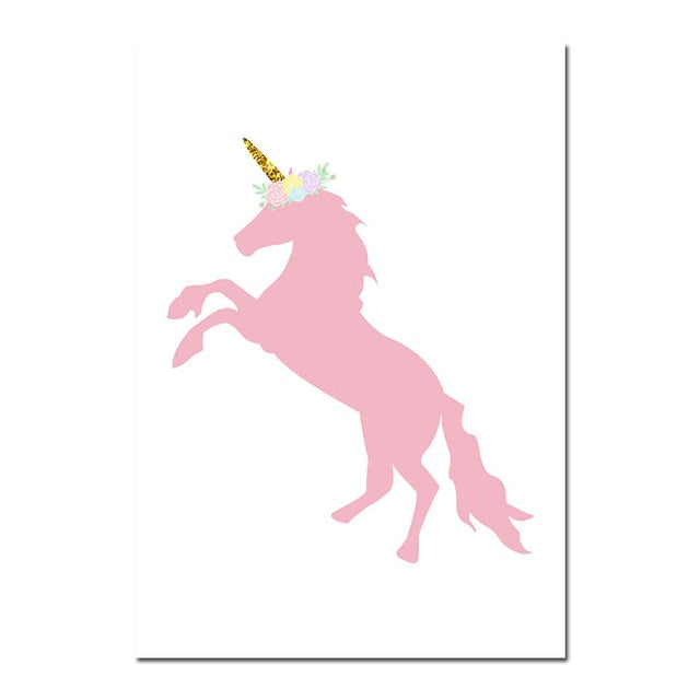 Pink Unicorn Nursery Canvas Posters
