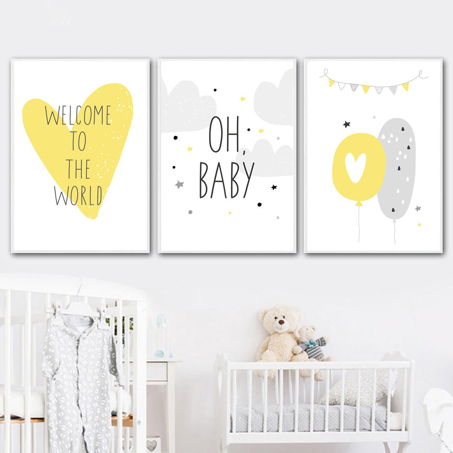 Oh Baby Balloons Nursery Canvas Posters