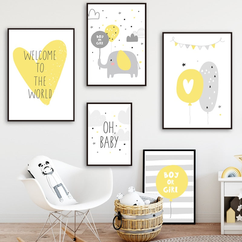 Oh Baby Balloons Nursery Canvas Posters