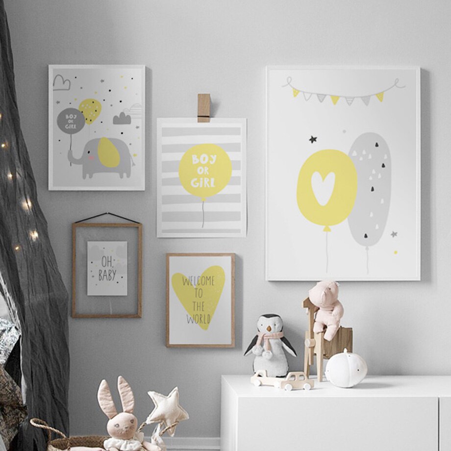 Oh Baby Balloons Nursery Canvas Posters