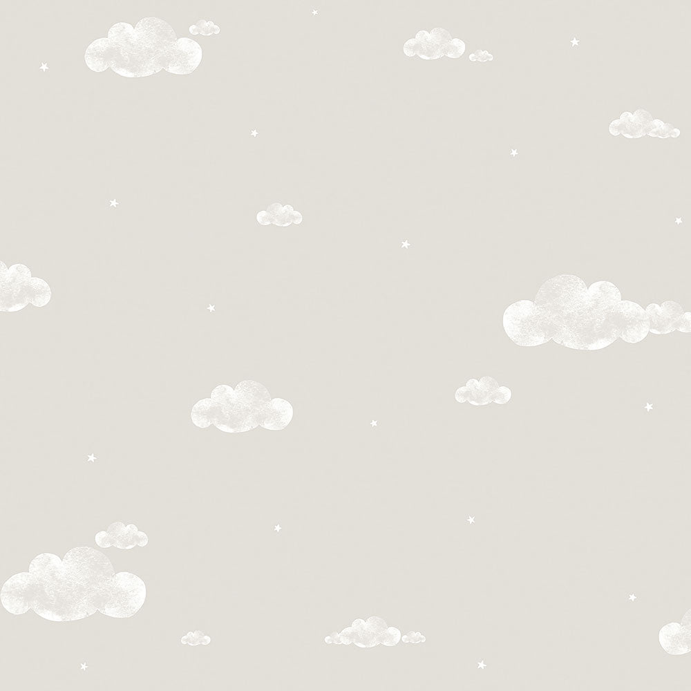 Paper gray wallpaper, clouds, sky, stars 458-4, Pippo, ICH Wallcoverings