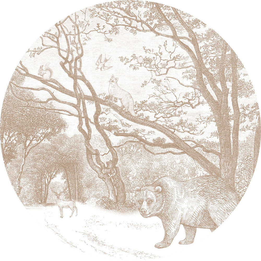 Self-adhesive round animal wall mural  159085, diameter 140 cm, Forest Friends, Esta