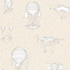 Beige children's wallpaper - balloons and airships JR3003, Jack´N Rose 2024, Grandeco