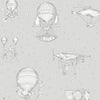 Gray children's wallpaper - balloons and airships JR3011, Jack´N Rose 2024, Grandeco