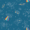 Non-woven blue children's wallpaper - animals and dinosaurs in space M36801, My Kingdom, Ugépa