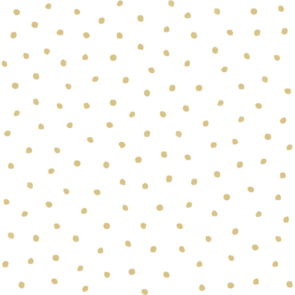 White non-woven wallpaper with gold polka dots 138937, Little Bandits, Black & White, Esta