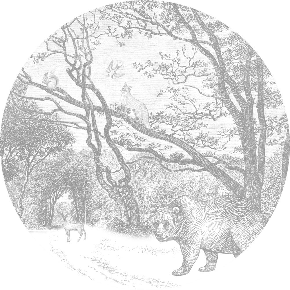 Self-adhesive round animal wall mural  159083, diameter 140 cm, Forest Friends, Esta