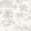 Metallic non-woven wallpaper - palm trees, animals from Africa 347692, Precious, Origin