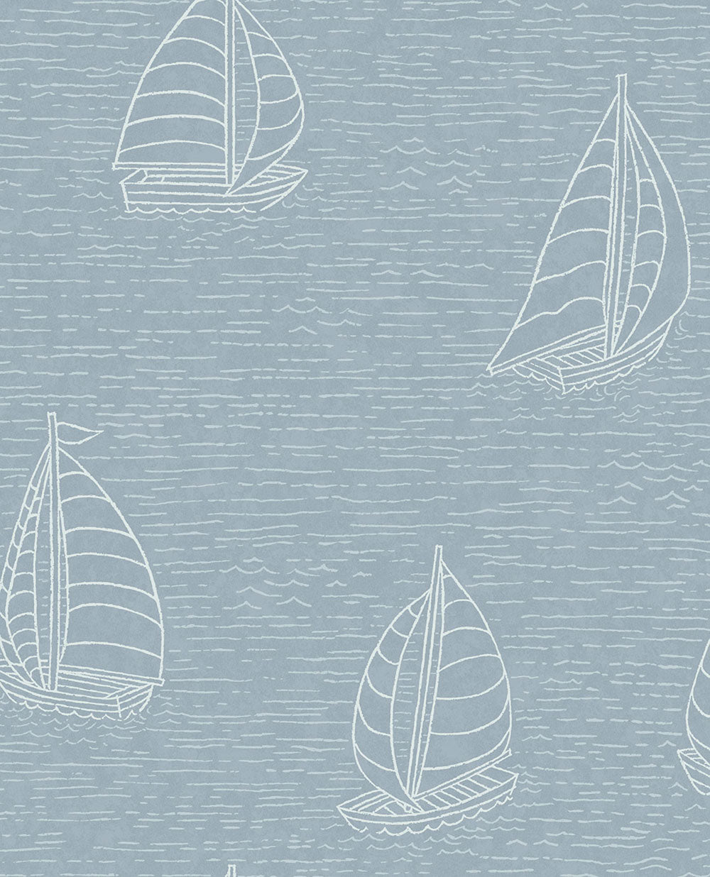 Light blue wallpaper with sailboats.