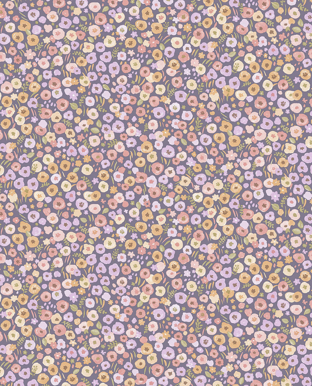 Purple floral wallpaper.