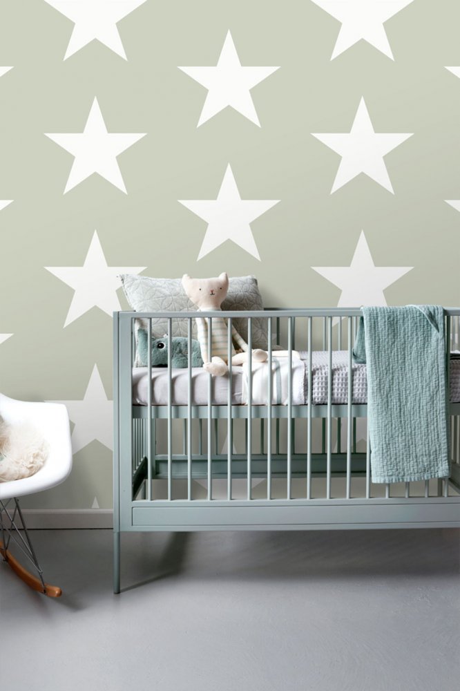 Teal non-woven wallpaper with white stars 138948, Regatta Crew, Esta Home