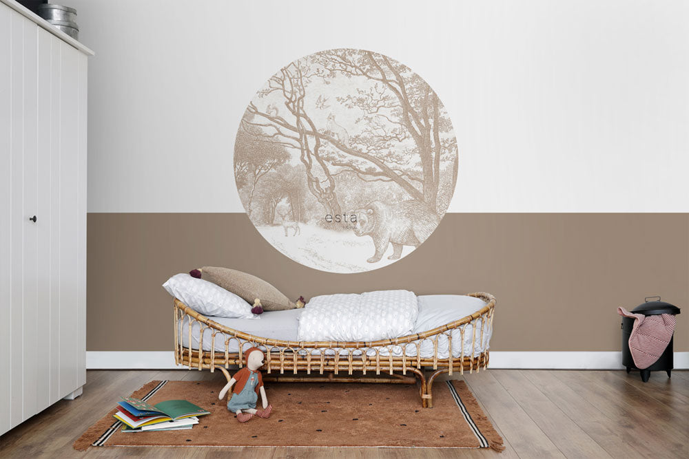 Self-adhesive round animal wall mural  159085, diameter 140 cm, Forest Friends, Esta