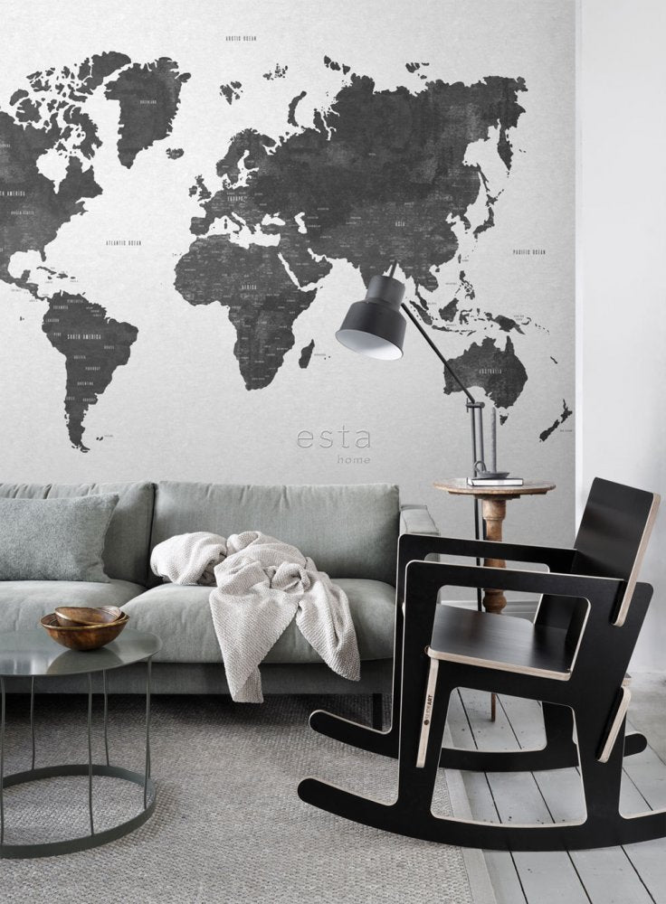 World map wall mural 158854, 279 x 279 cm, Regatta Crew, Esta Home