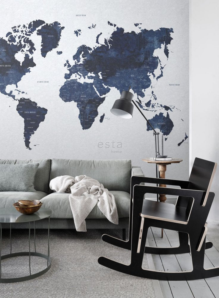 World map wall mural 158853, 279 x 279 cm, Regatta Crew, Esta Home