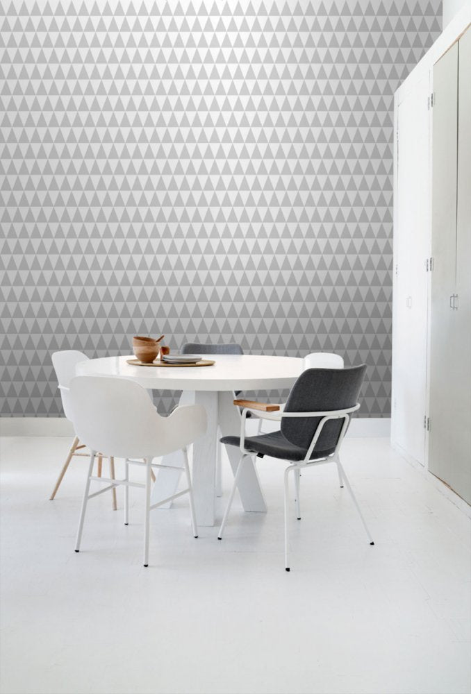 Non-woven wallpaper with gray and white triangles 128842, Little Bandits, Esta