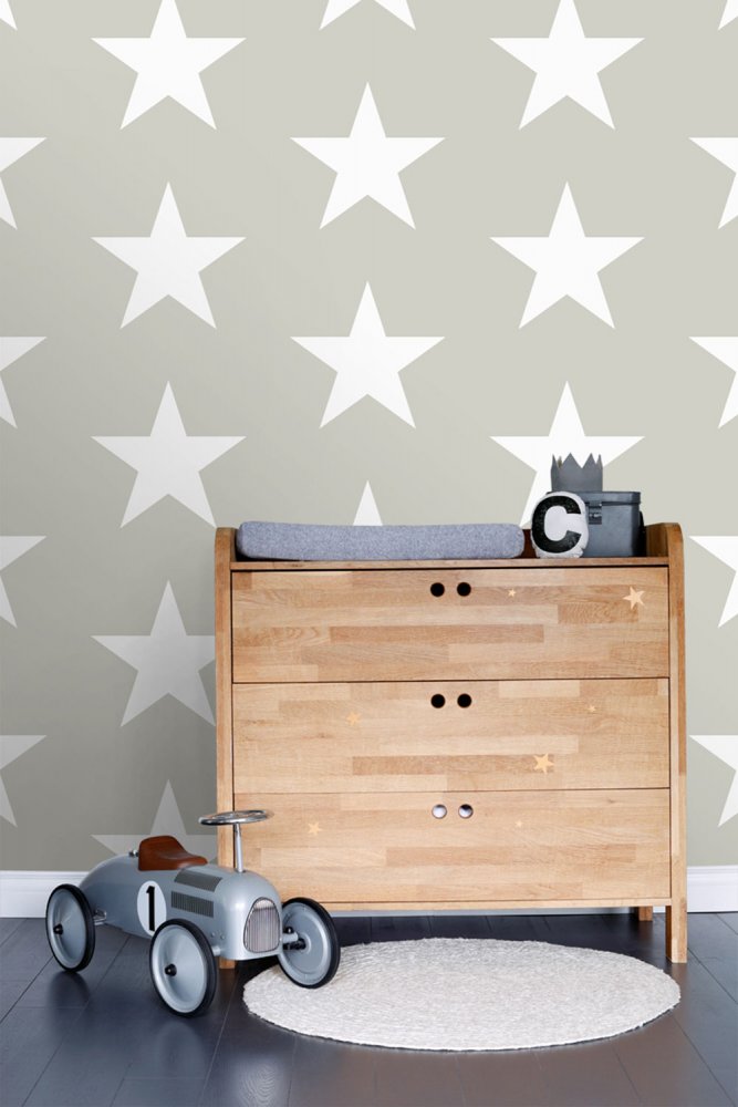 Non-woven wallpaper gray with white stars 138947, Regatta Crew, Esta Home