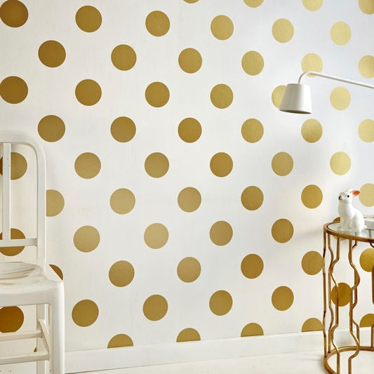 Non-woven wallpaper golden Polka dots 100105, Gold Dotty, Kids@Home 6, Graham & Brown