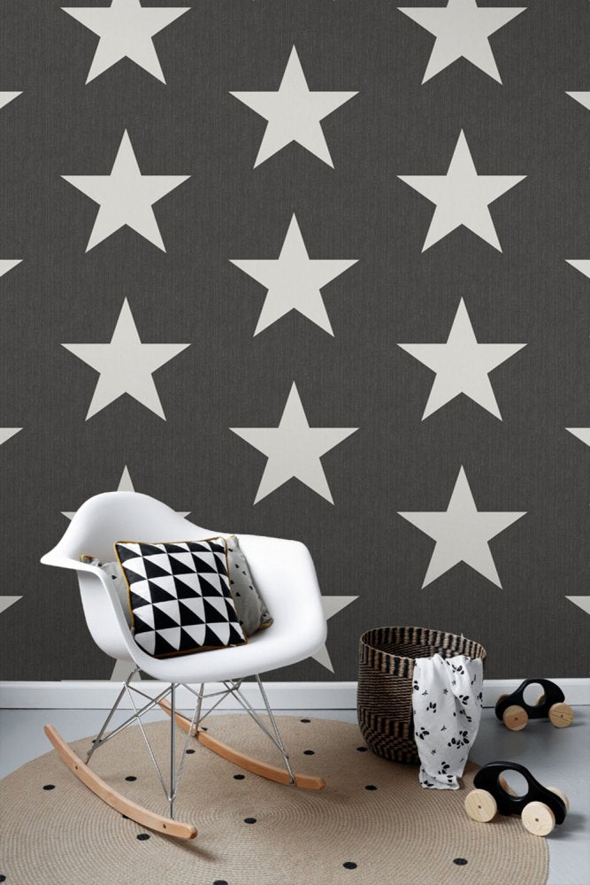 Non-woven black wallpaper with stars 138979, Regatta Crew, Esta Home