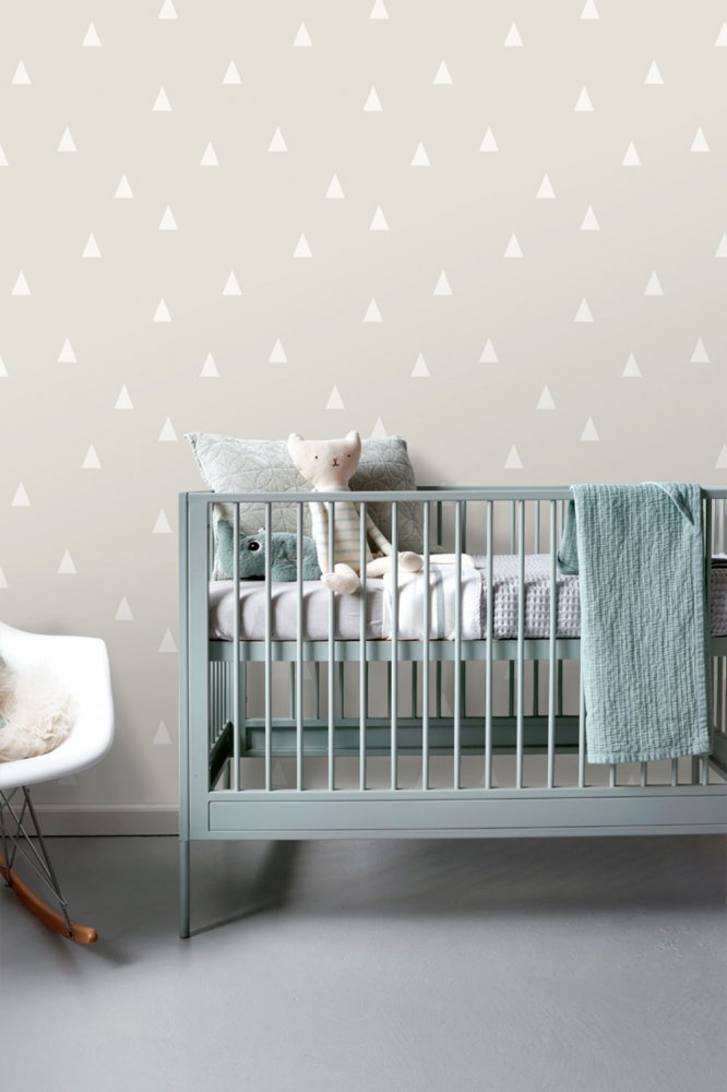 Gray non-woven wallpaper with white triangles 128867, Little Bandits, Esta