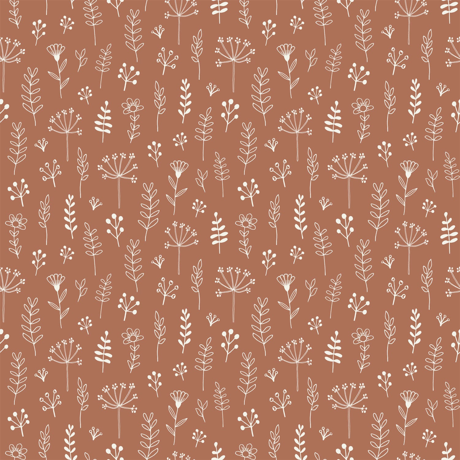 Brown wallpaper with flowers and leaves, 139325, To the Moon and Back, Esta Home