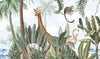 Pink Flamingo and Giraffe Safari Animals Wallpaper Mural