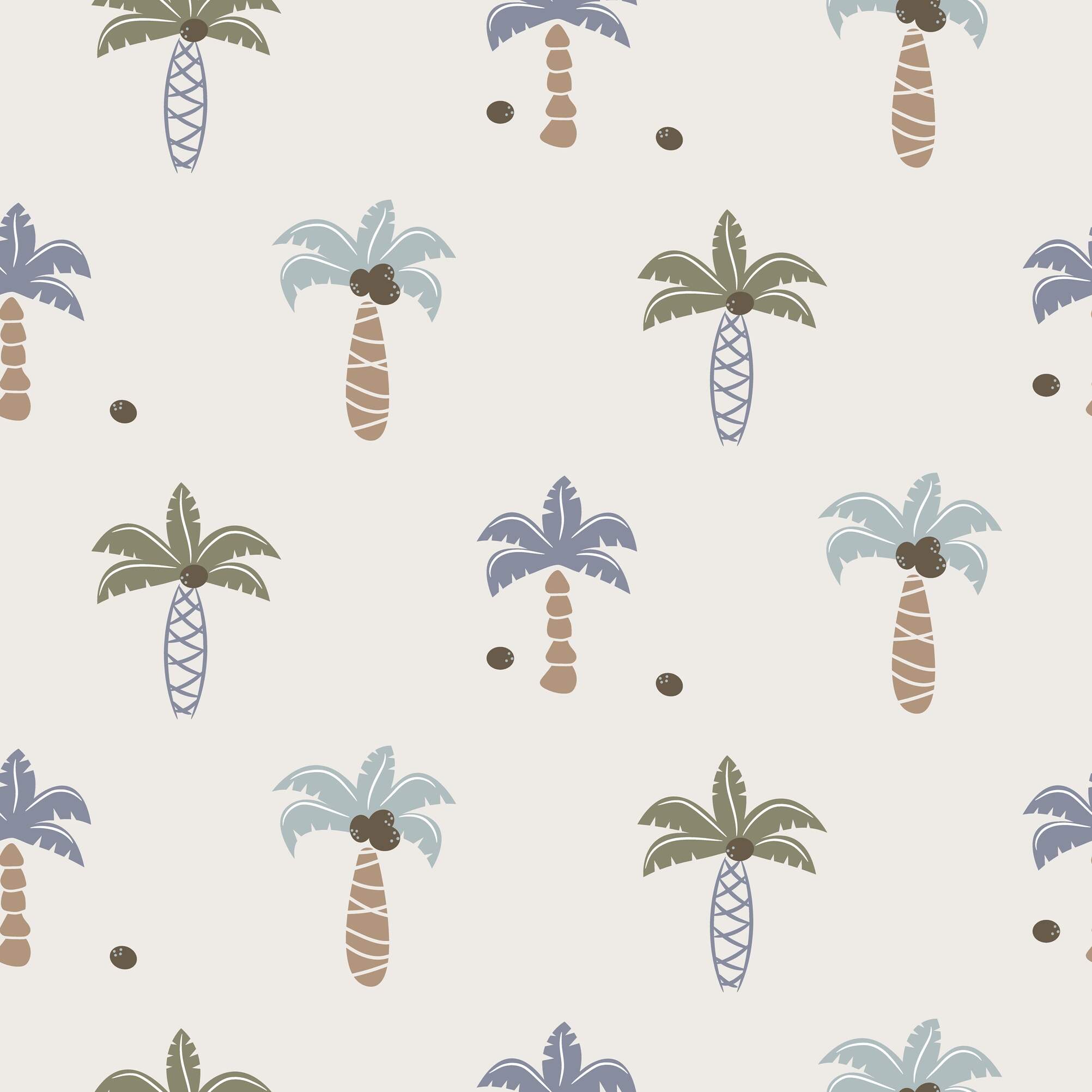 Cartoon Coconut Palm Trees Seamless Wallpaper