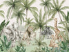 Dense Jungle Animals Watercolor Wallpaper Mural