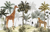 Giraffe and Leopard Safari Hills Wallpaper Mural