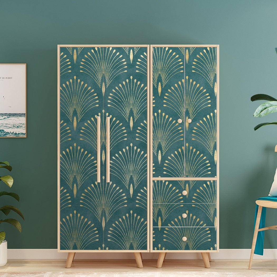 Geometric  Bloom Green Self-Adhesive Wallpaper