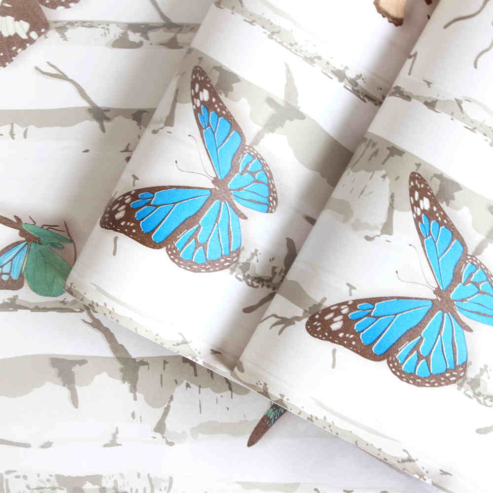 Butterflies in Forest Peel And Stick Wallpaper